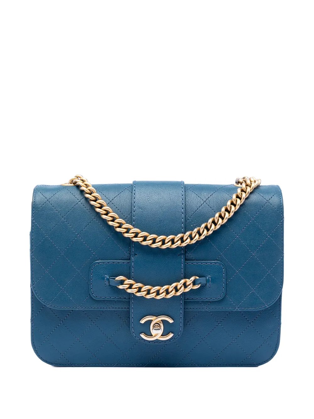 2017-2018 Large Quilted Sheepskin Front Chain Flap crossbody bag