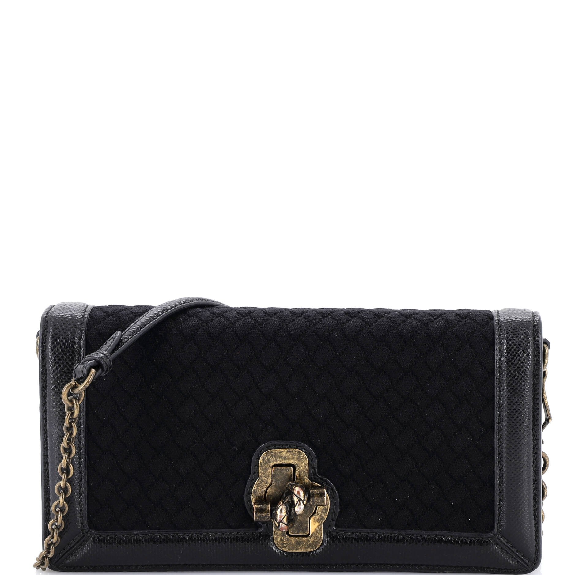 Bottega Veneta Olimpia Knot Flap Bag Intrecciato Wool with Snakeskin Medium