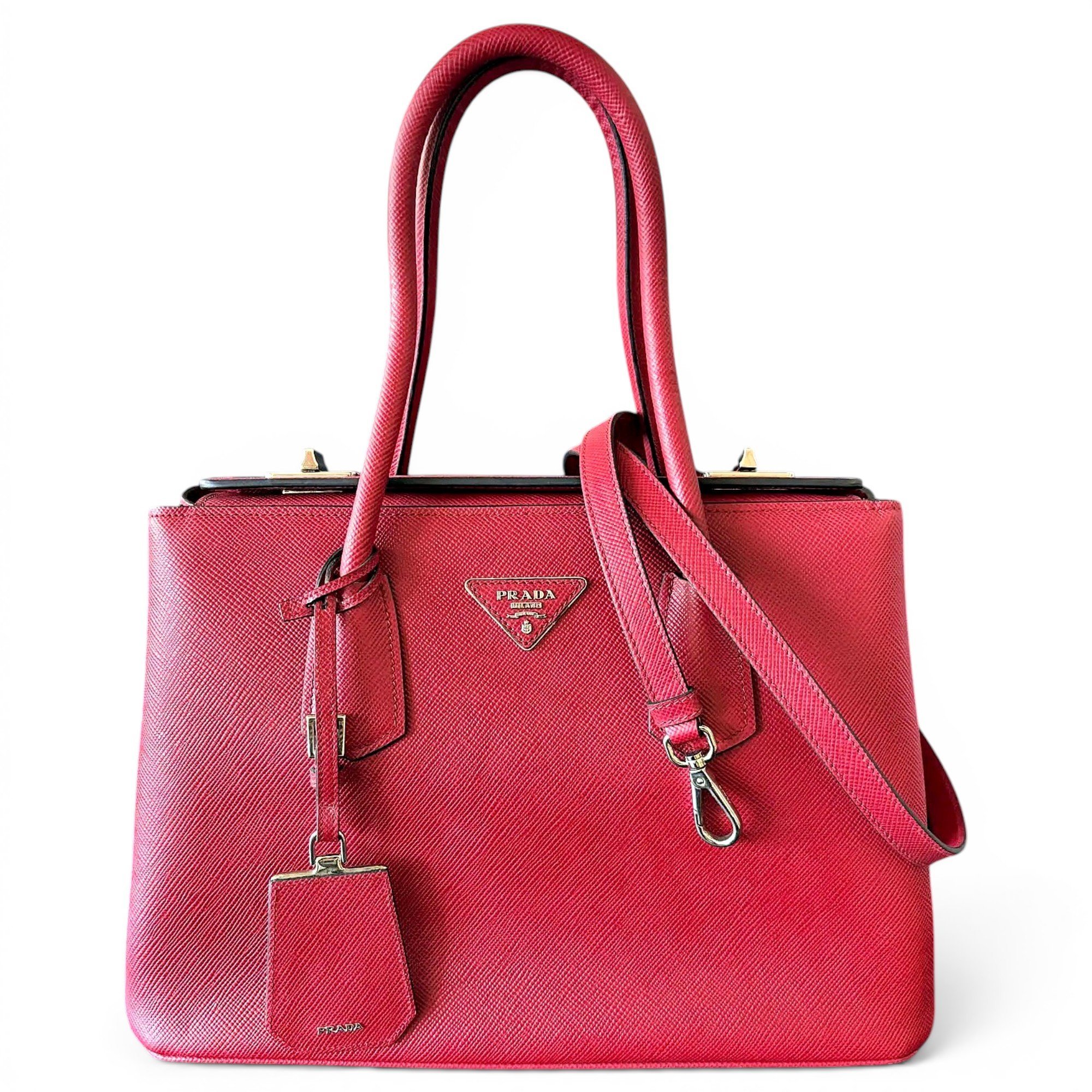 Double leather handbag