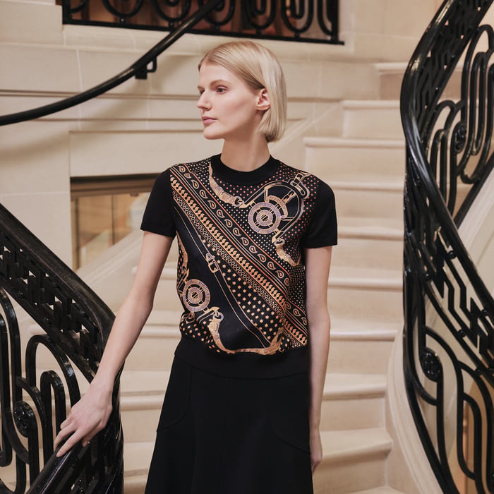 Noir "Eperon d'Or Bandana" Short-sleeve Twillaine Sweater