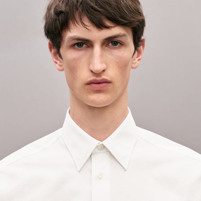 Blanc Fitted Shirt With Faubourg Collar