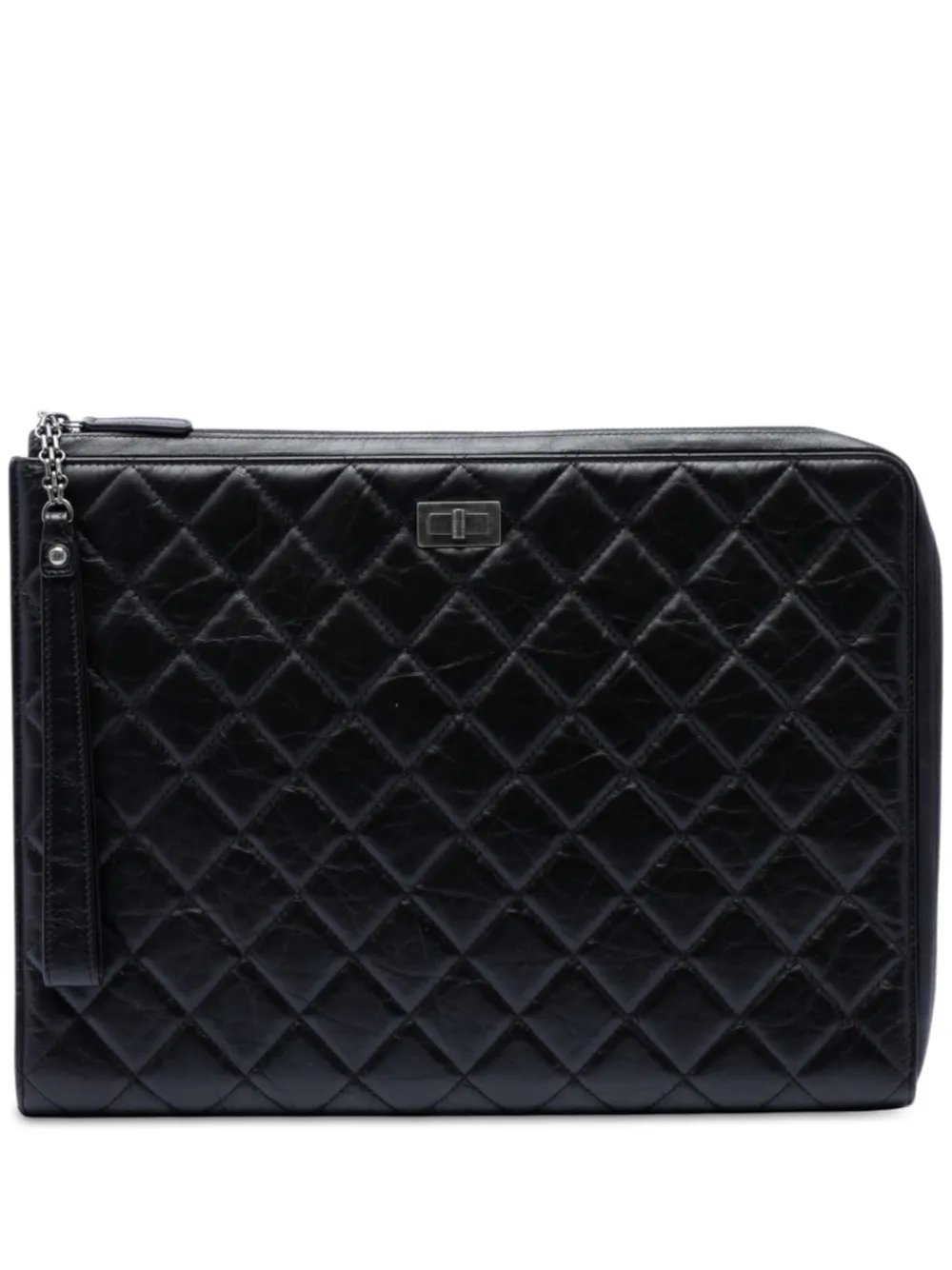 2019 Large Aged Calfskin Reissue 2.55 Pouch with Handle clutch bag