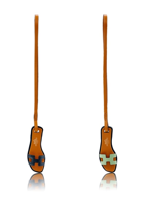 Hermes Black and Vert Criquet Epsom Oran Sandal Charms