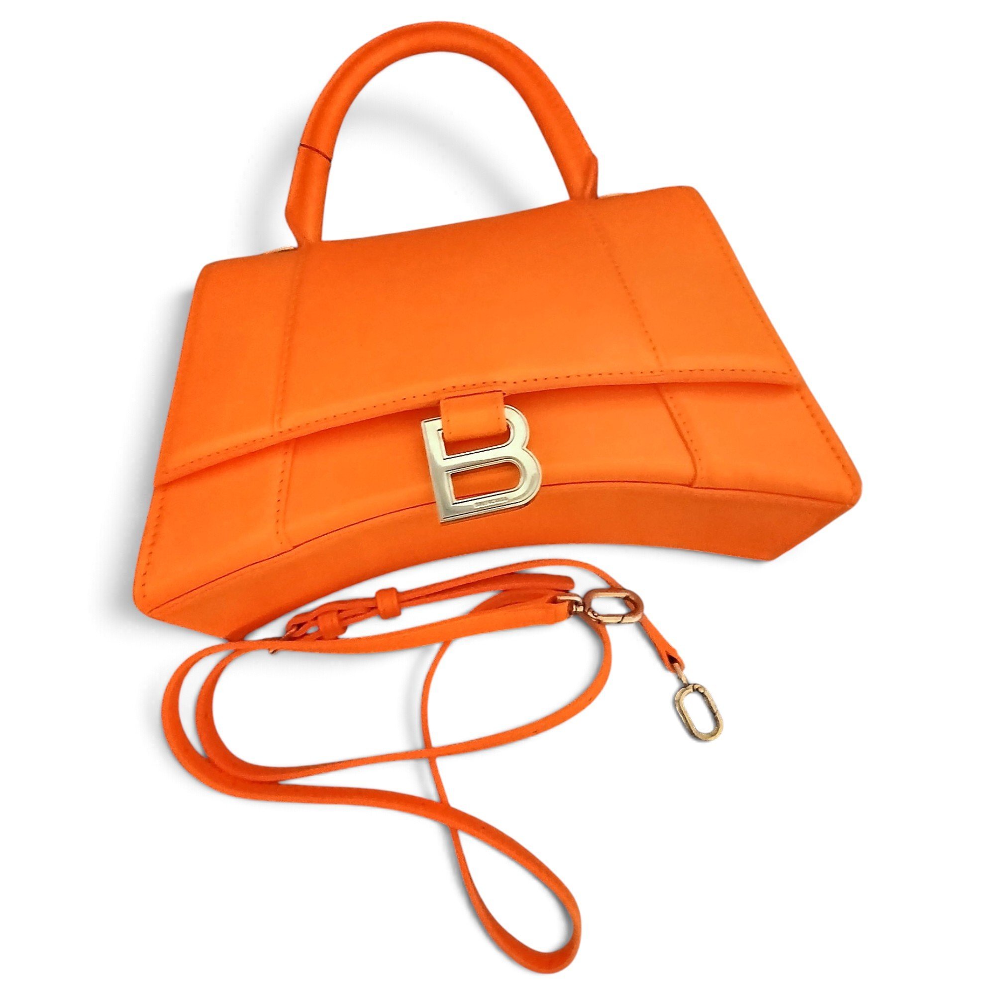 Hourglass leather handbag