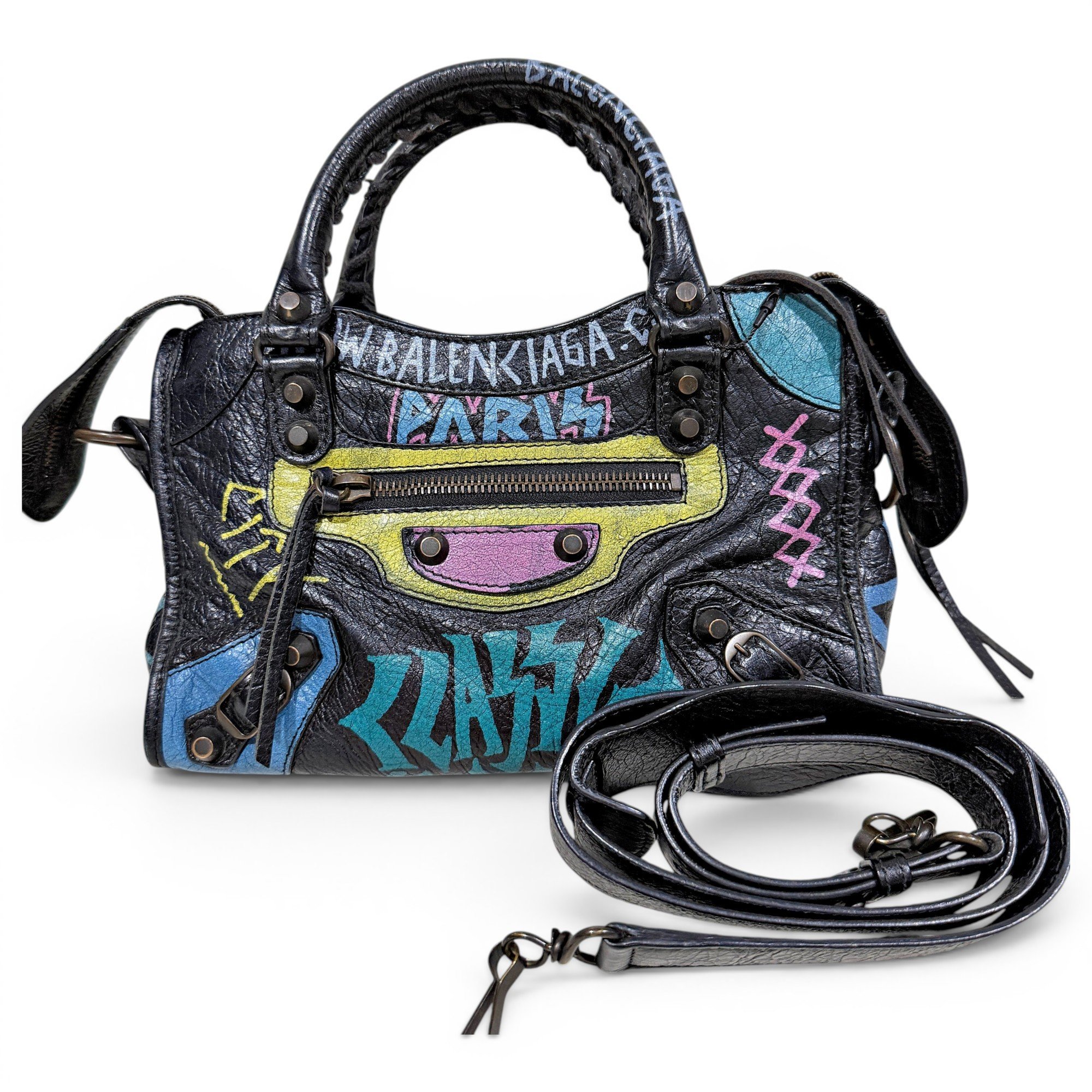 City leather handbag