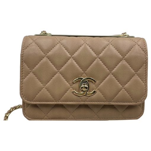 Trendy CC Wallet on Chain leather handbag