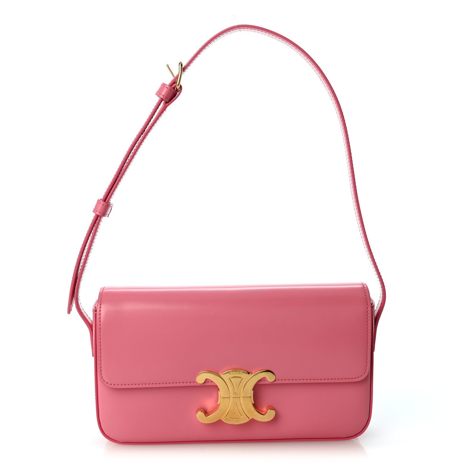 Celine Shiny Calfskin Triomphe Flamingo