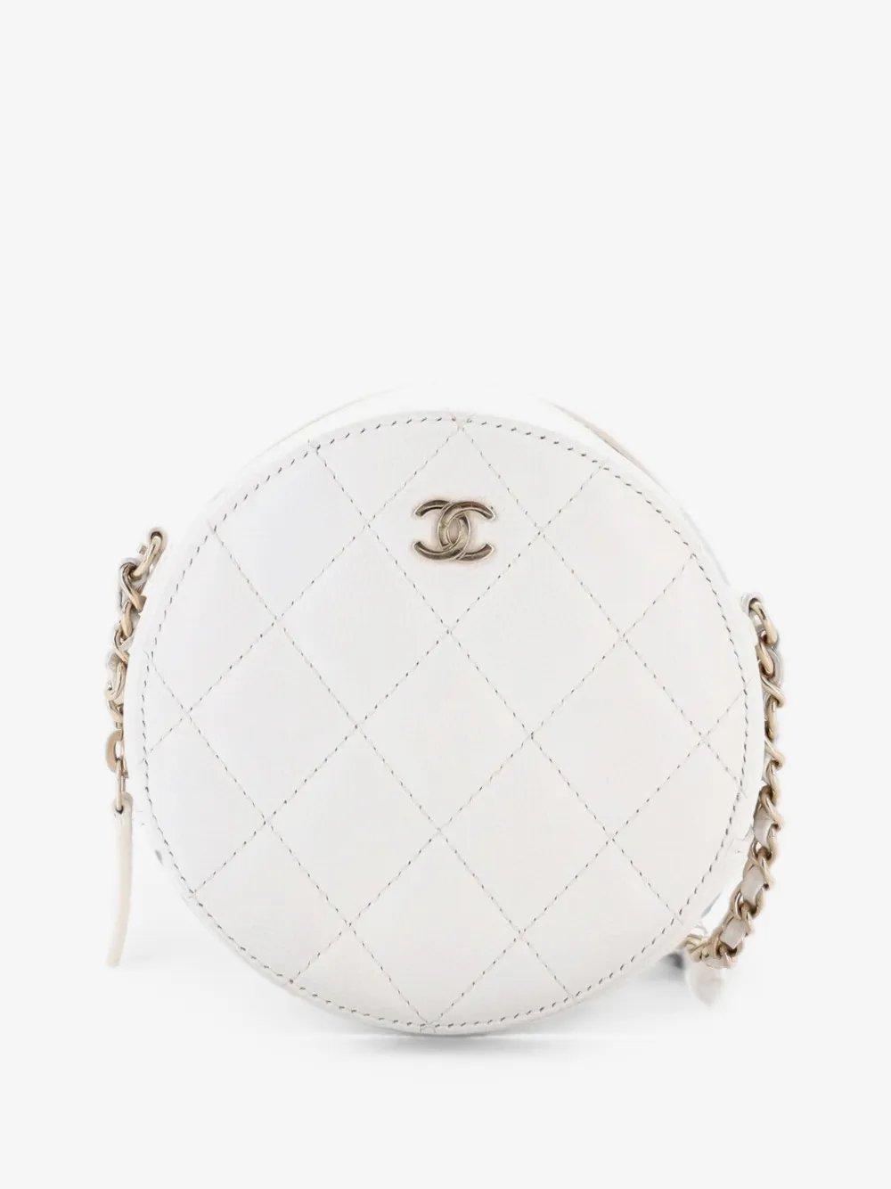 Round Clutch with Chain Quilted Caviar Mini crossbody bag