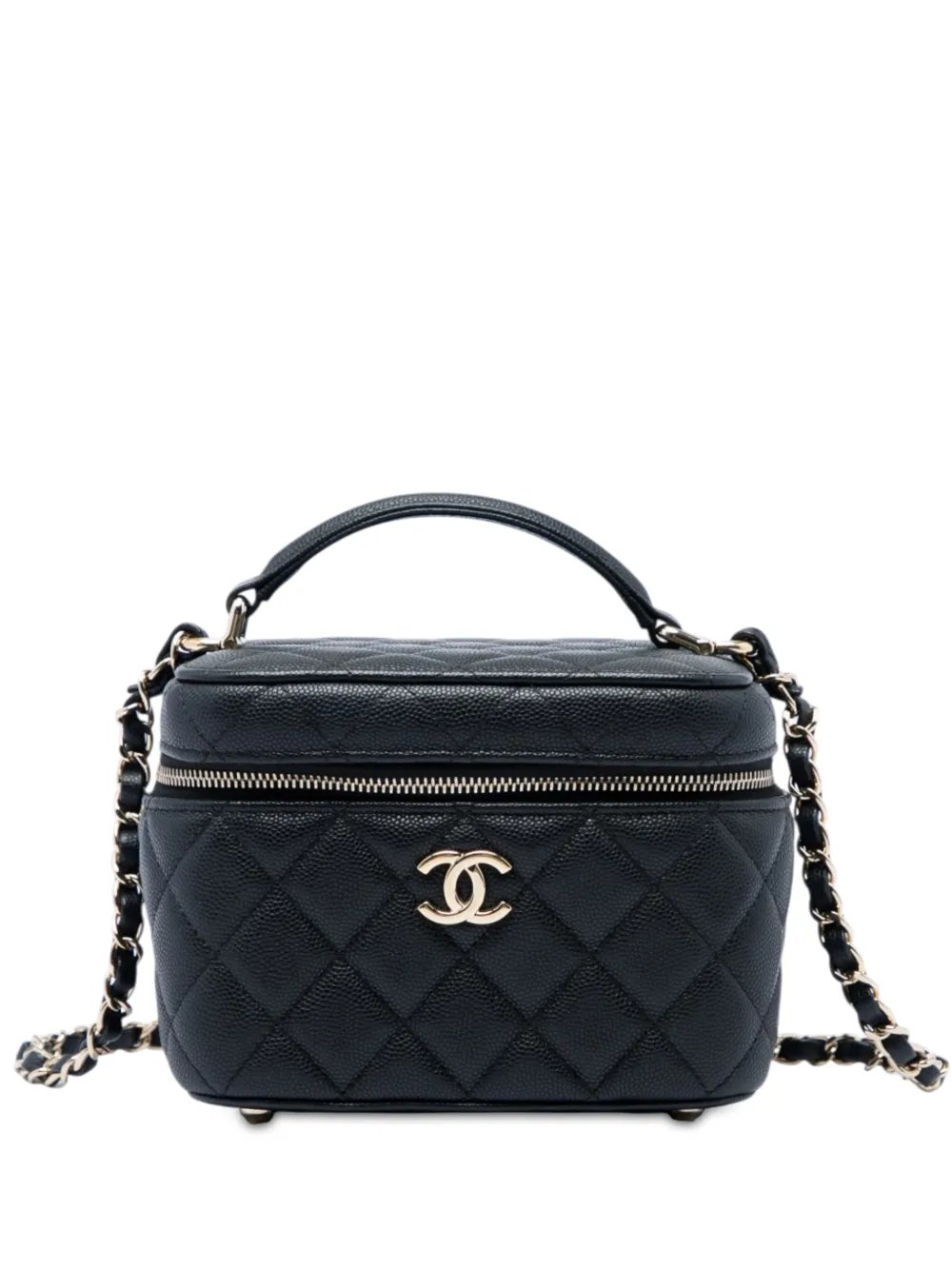 2021-2026 Small Quilted Caviar Top Handle Vanity Case with Chain satchel
