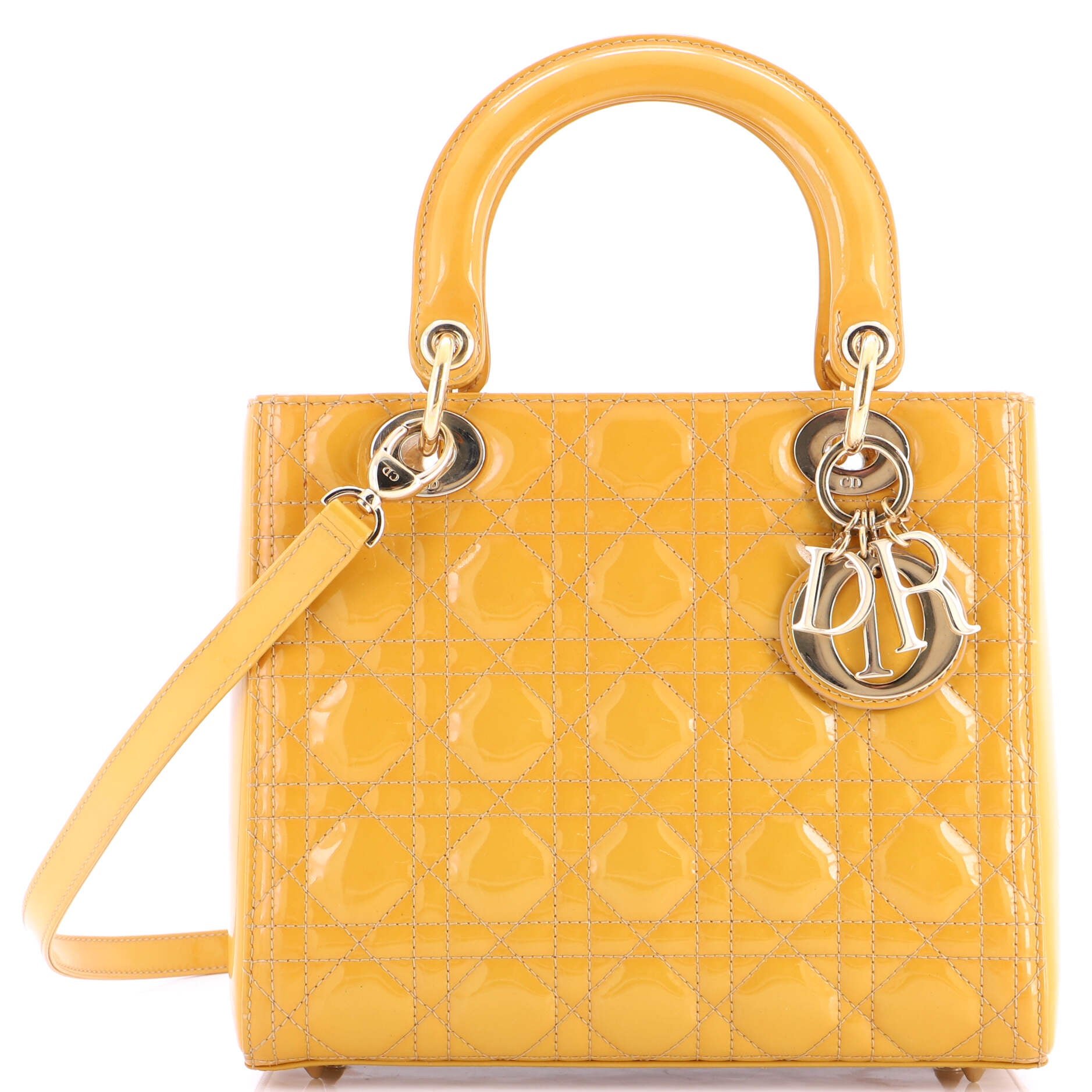 Dior Lady Dior Bag Cannage Quilt Patent Medium