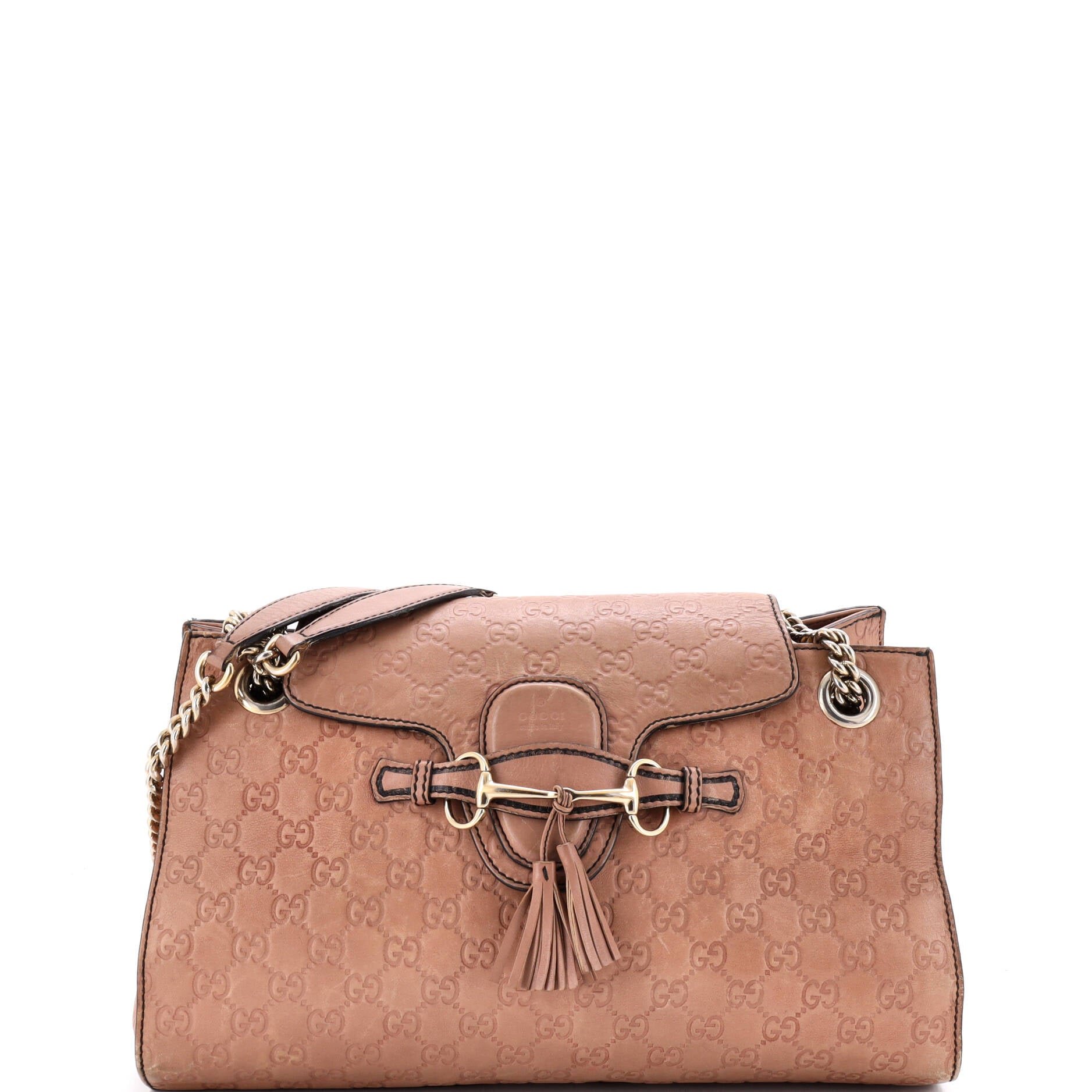 Emily Chain Flap Shoulder Bag Guccissima Leather Large