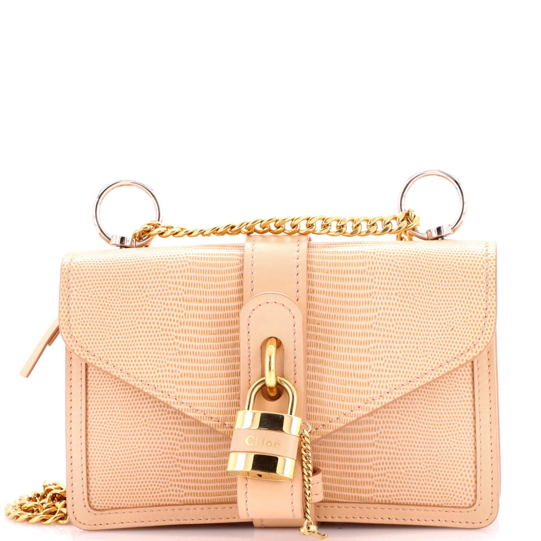 Aby Shoulder Bag Lizard and Crocodile Embossed Leather Small