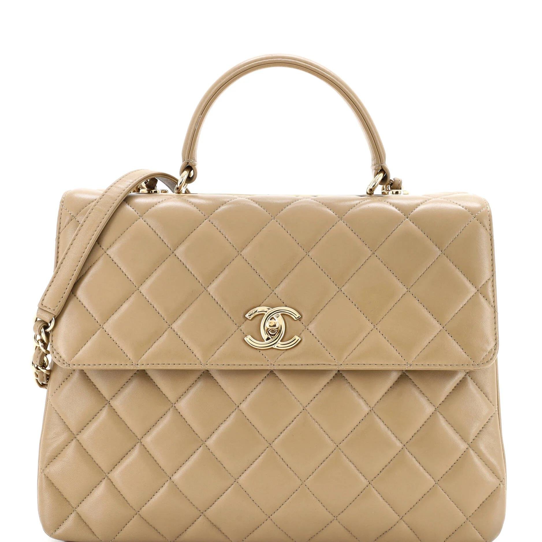 Trendy CC Top Handle leather handbag