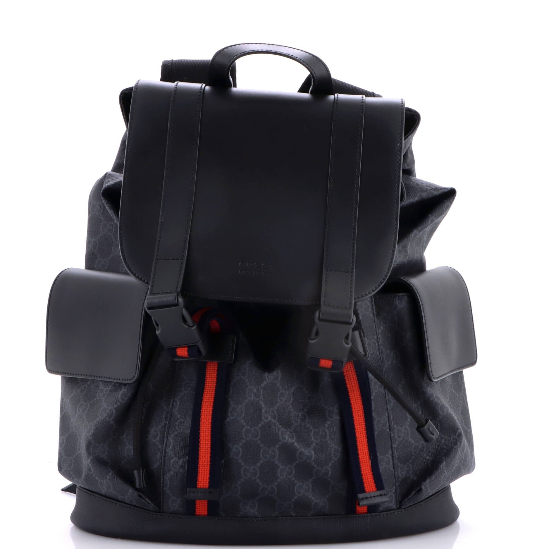 Double Pocket Buckle Backpack GG Coated Canvas Large