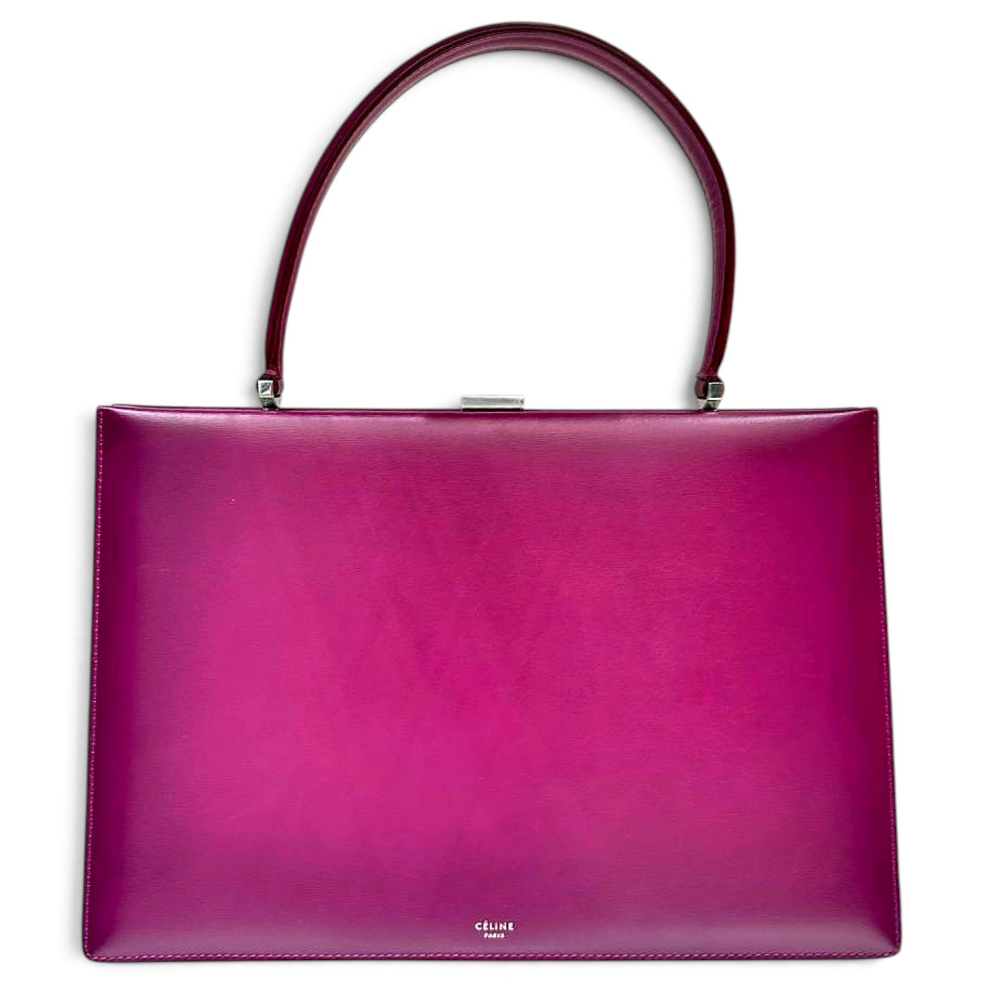 Clasp leather handbag