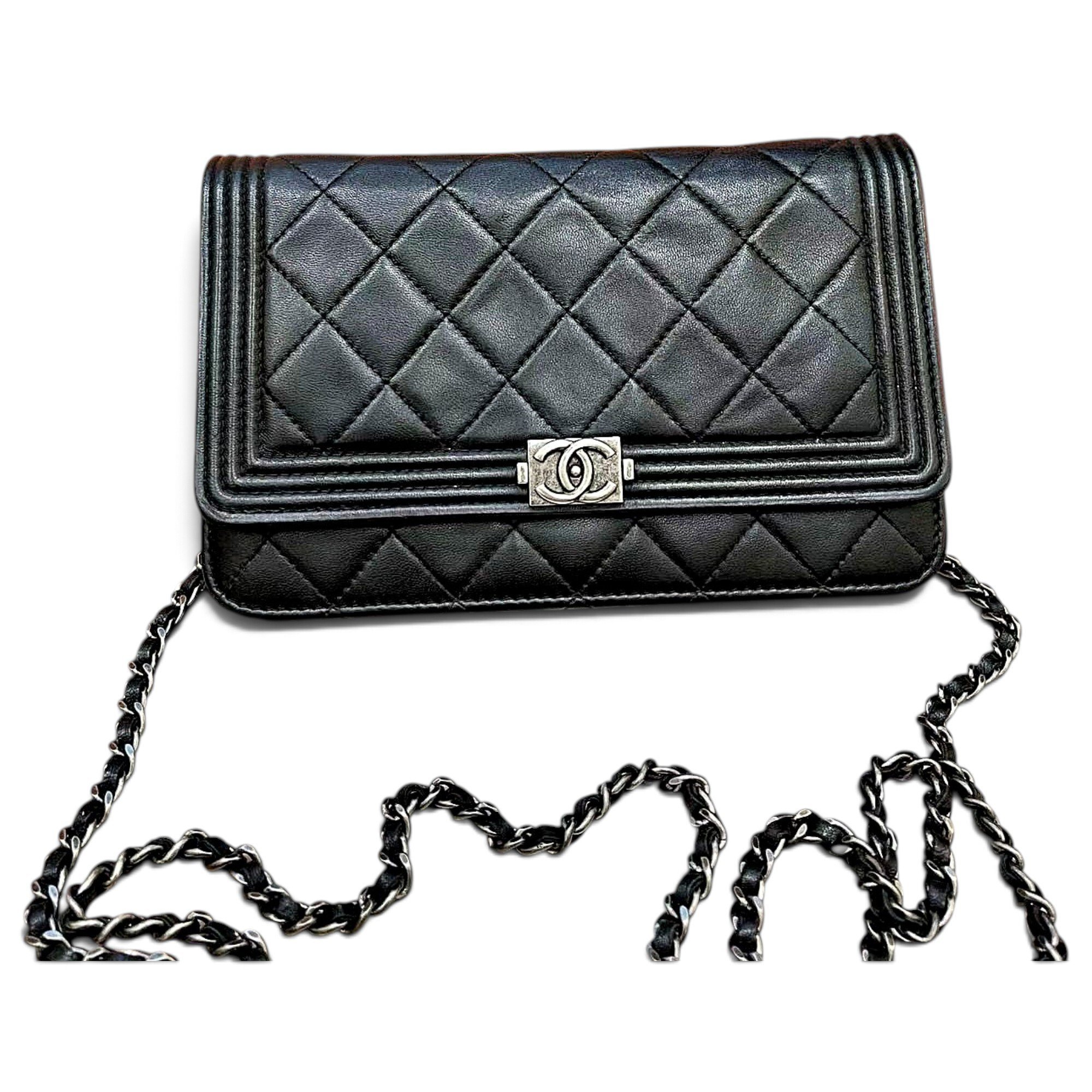 Wallet On Chain Boy Half Flap leather crossbody bag