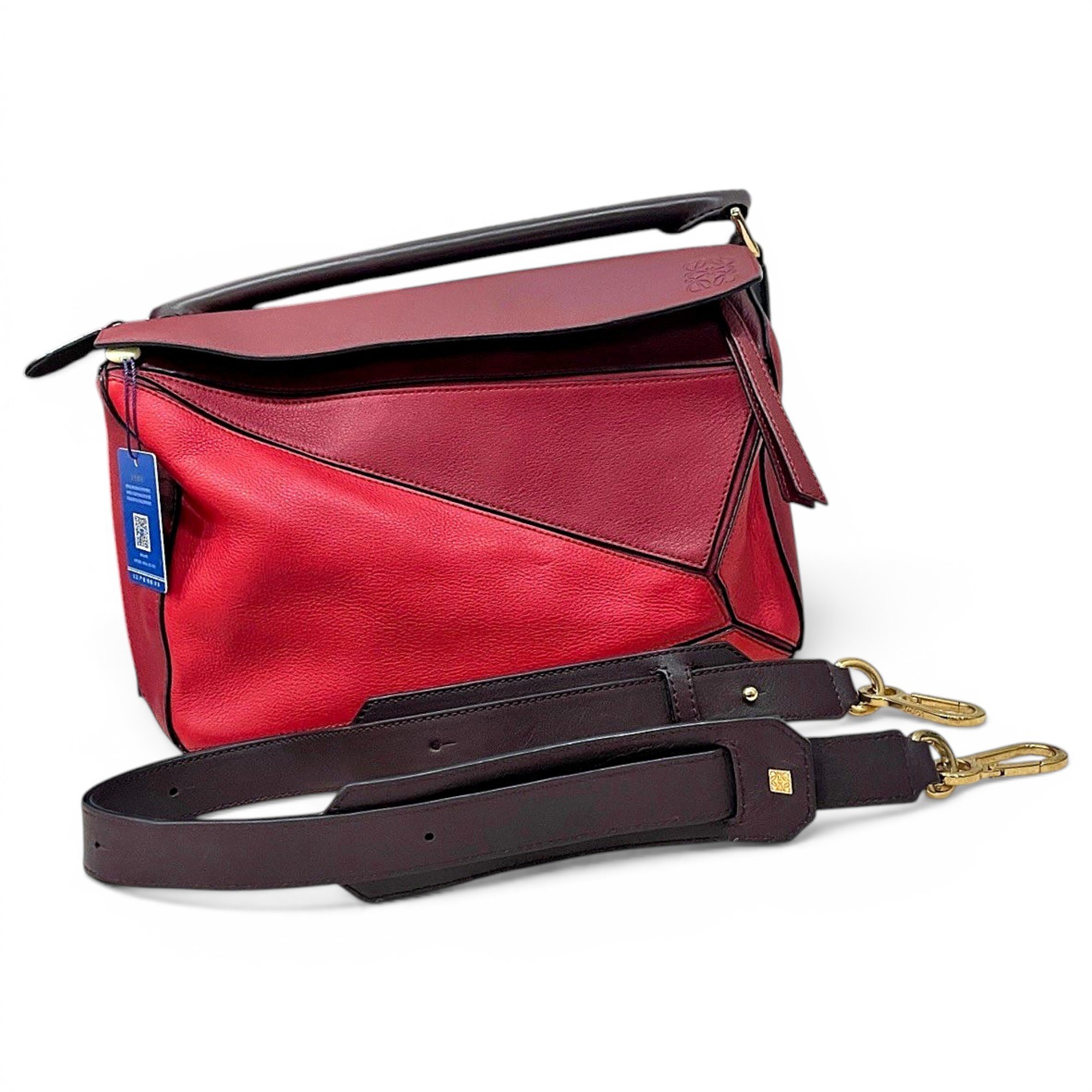 Puzzle leather handbag
