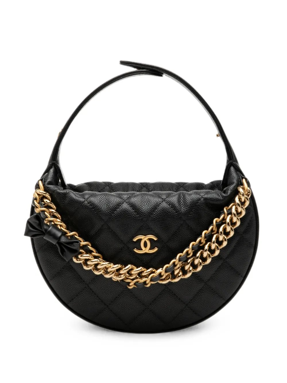 2021-2026 Mini Quilted Caviar Bow Pouch Hobo handbag
