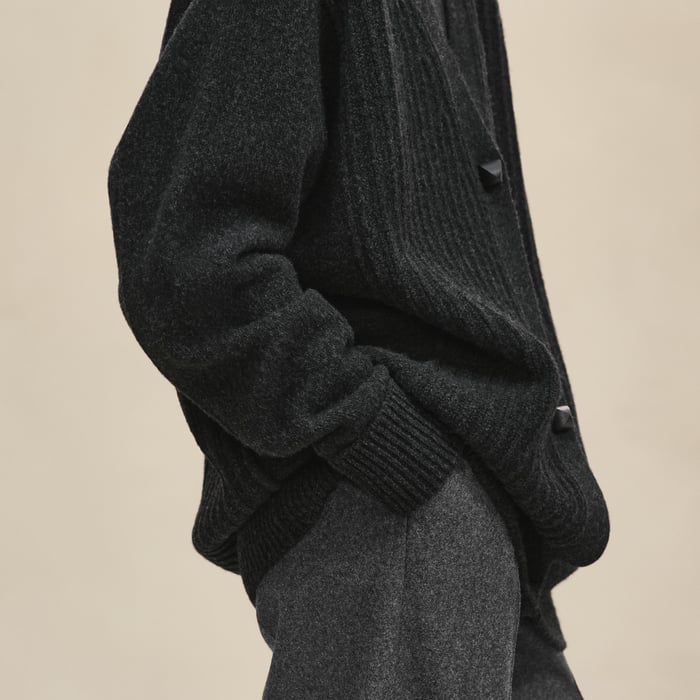 Gris Volcanique Thick Long-sleeve Cardigan