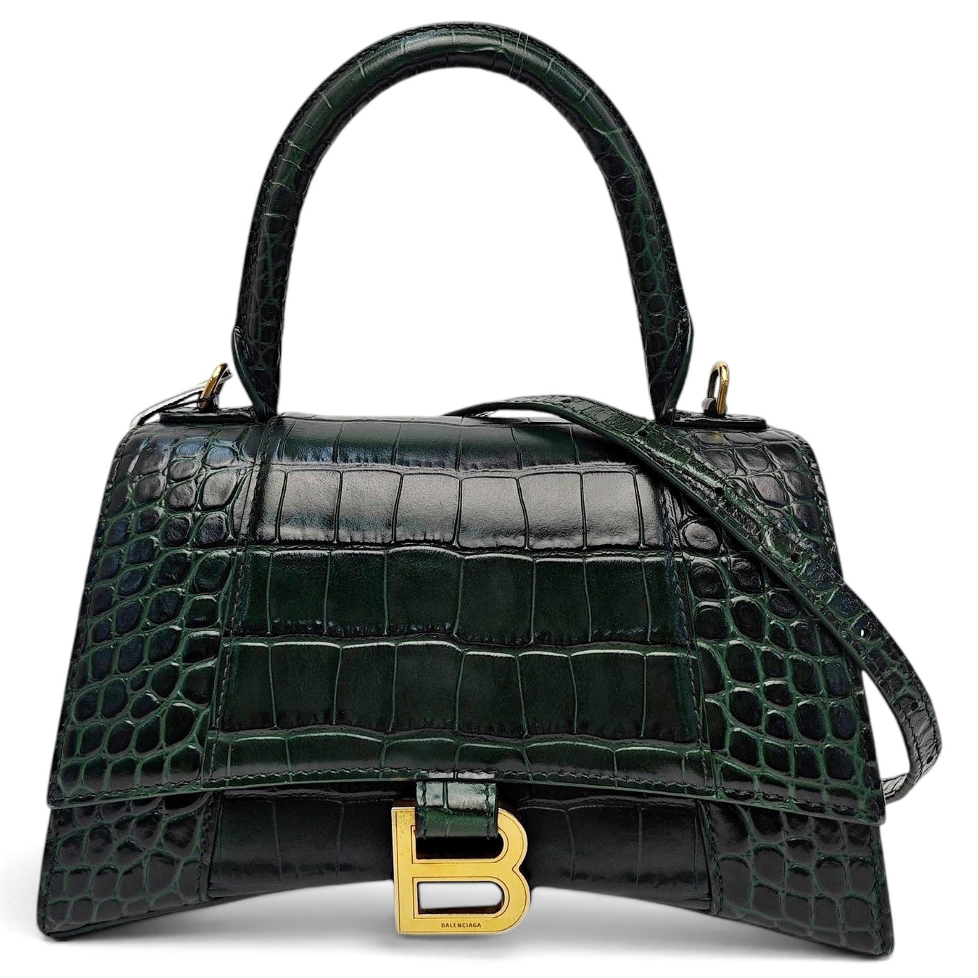 Hourglass leather handbag