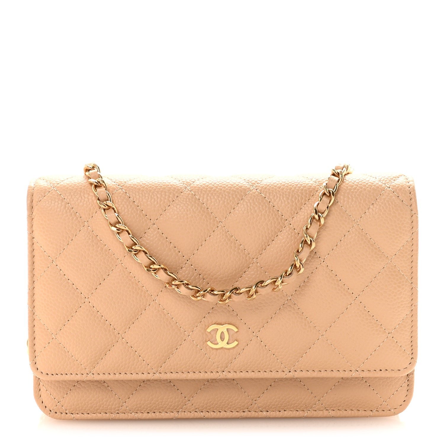 Chanel Caviar Quilted Wallet on Chain WOC Beige