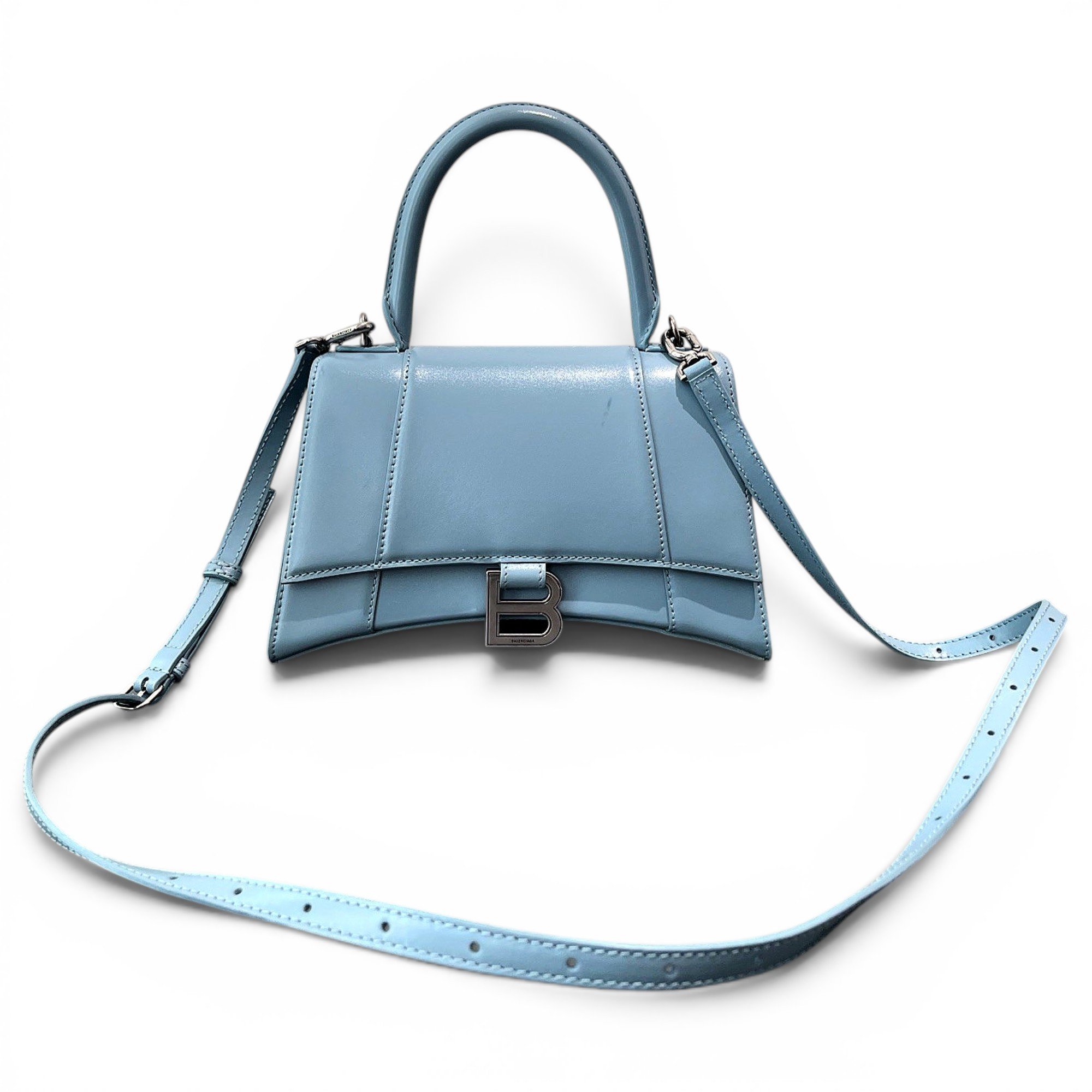 Hourglass leather handbag