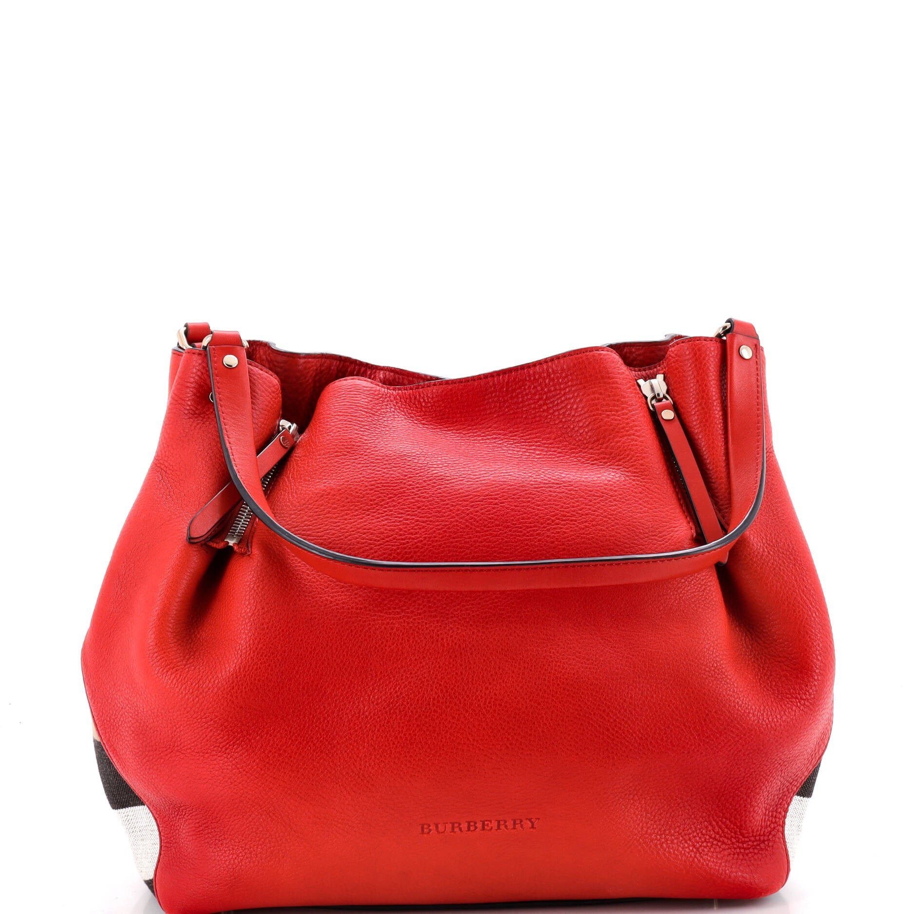 Maidstone Tote Leather and House Check Canvas Medium