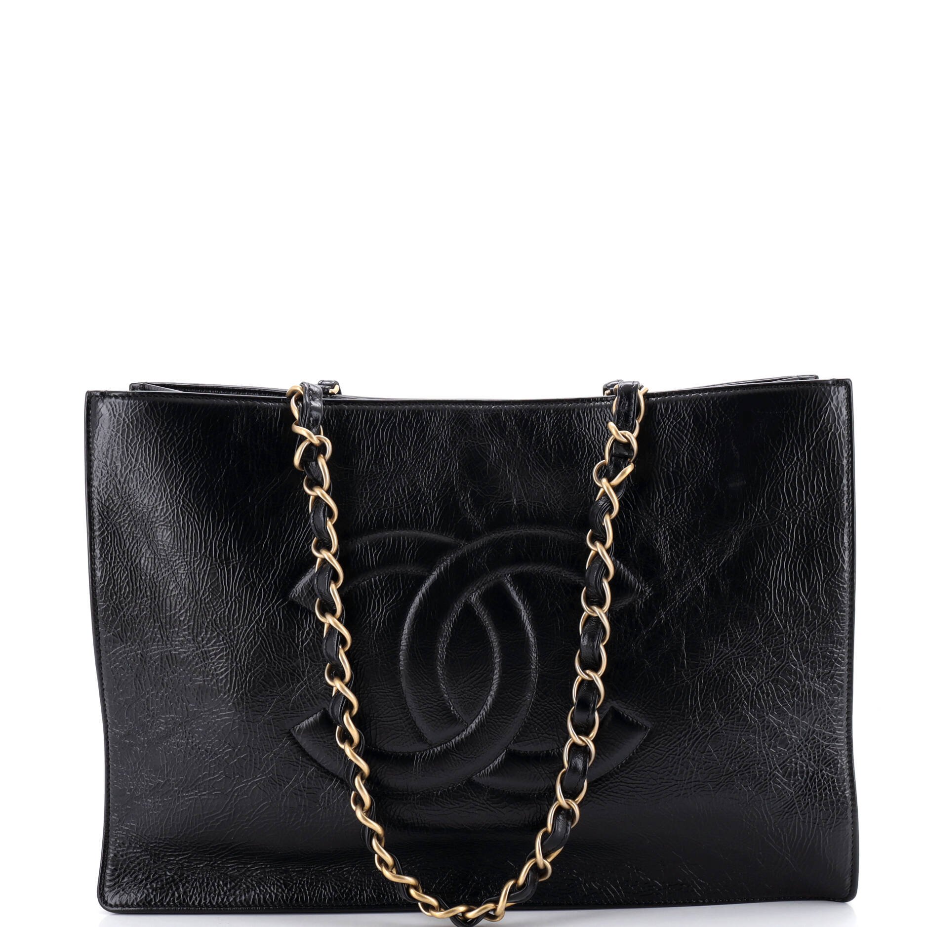 Timeless CC Chain Shopping Tote Shiny Aged Calfskin Large