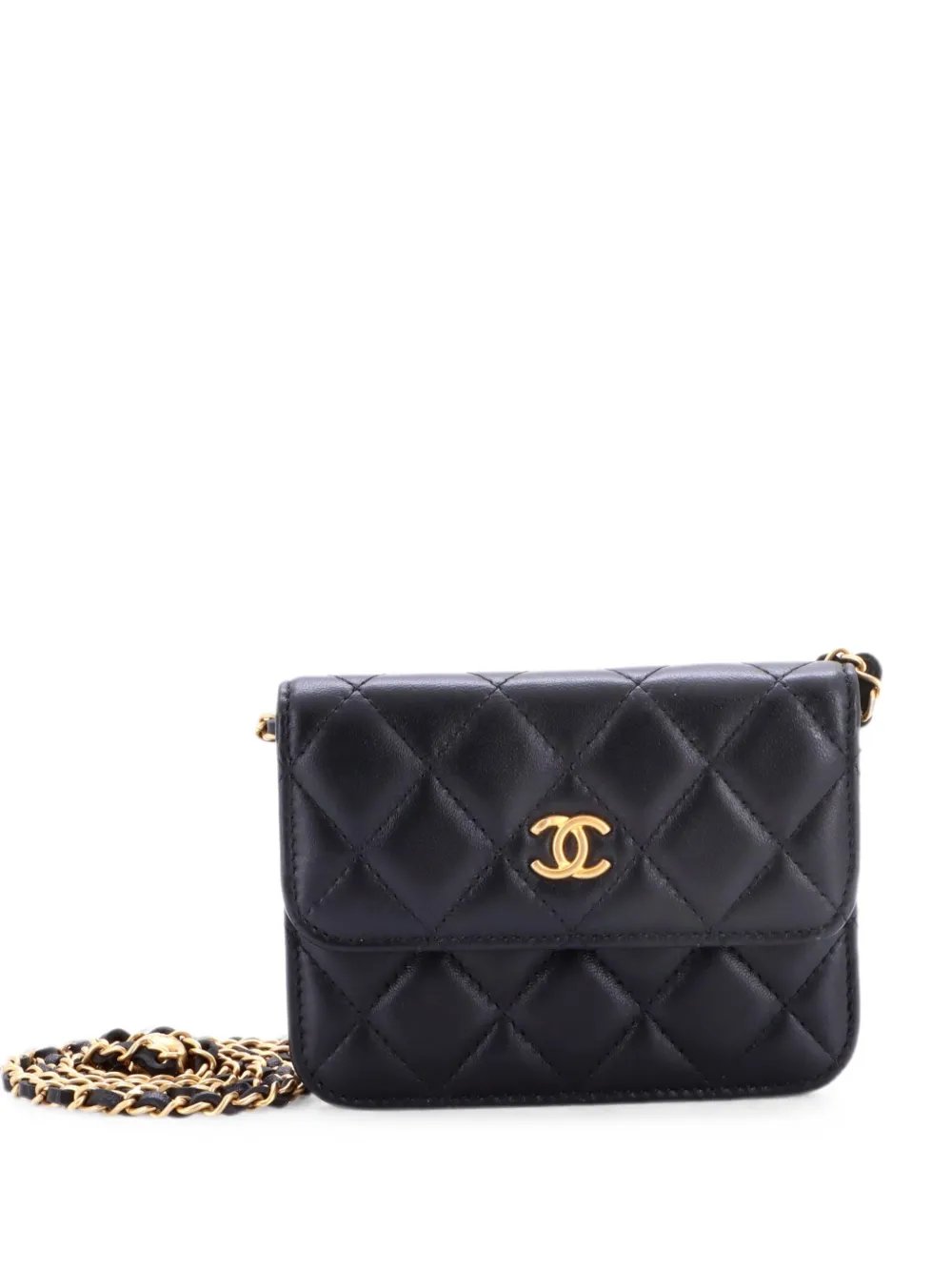 Pearl Crush Flap Clutch with Chain Quilted Lambskin Mini crossbody bag