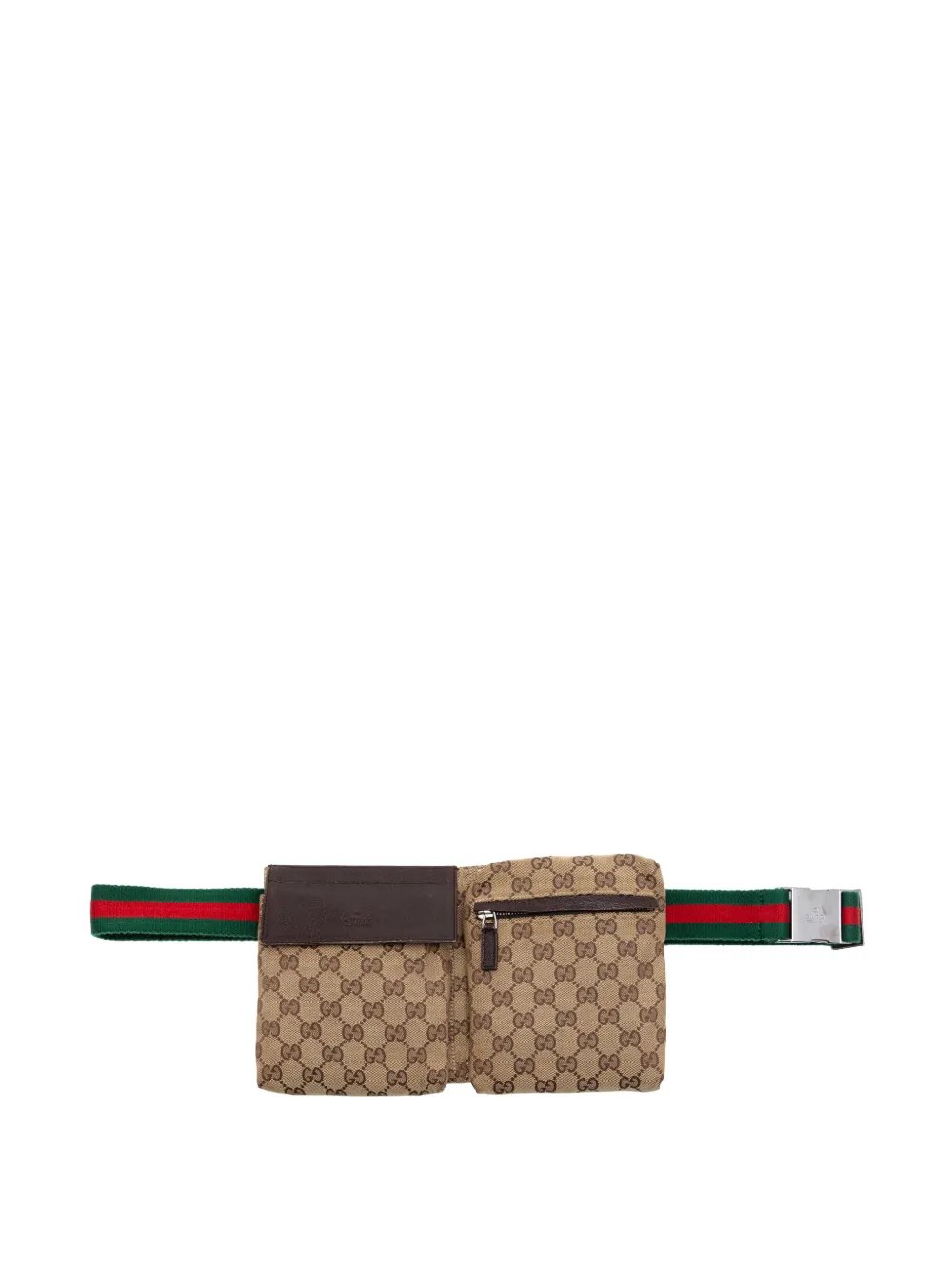 2000-2015 GG Canvas Web Double Pocket belt bag