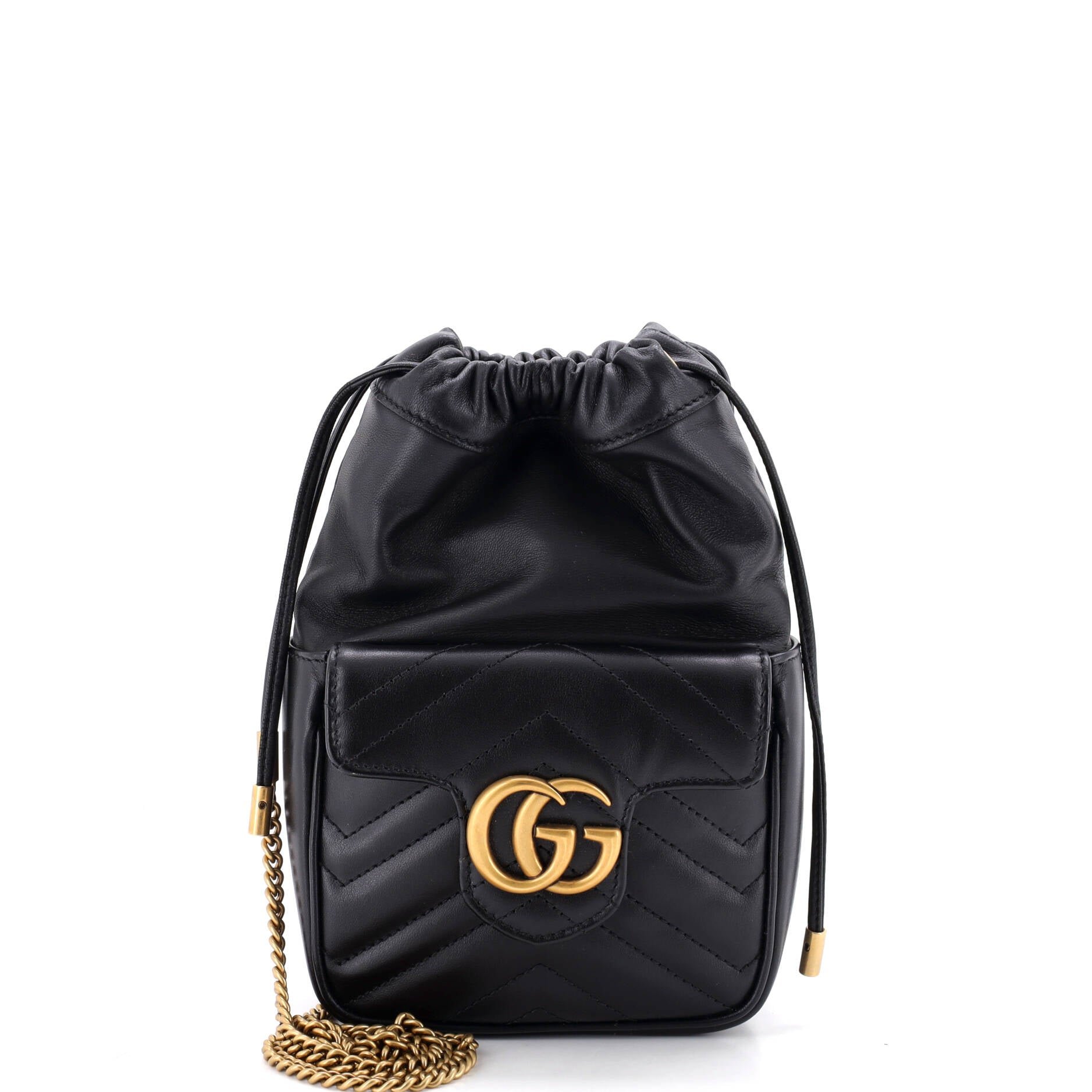GG Marmont Front Pocket Bucket Bag Matelasse Leather Mini