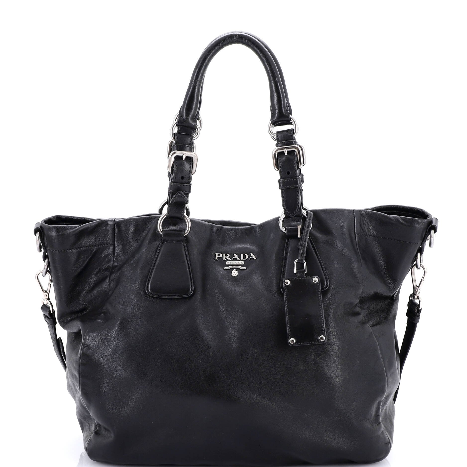 Prada Convertible Buckle Tote Soft Calf Medium
