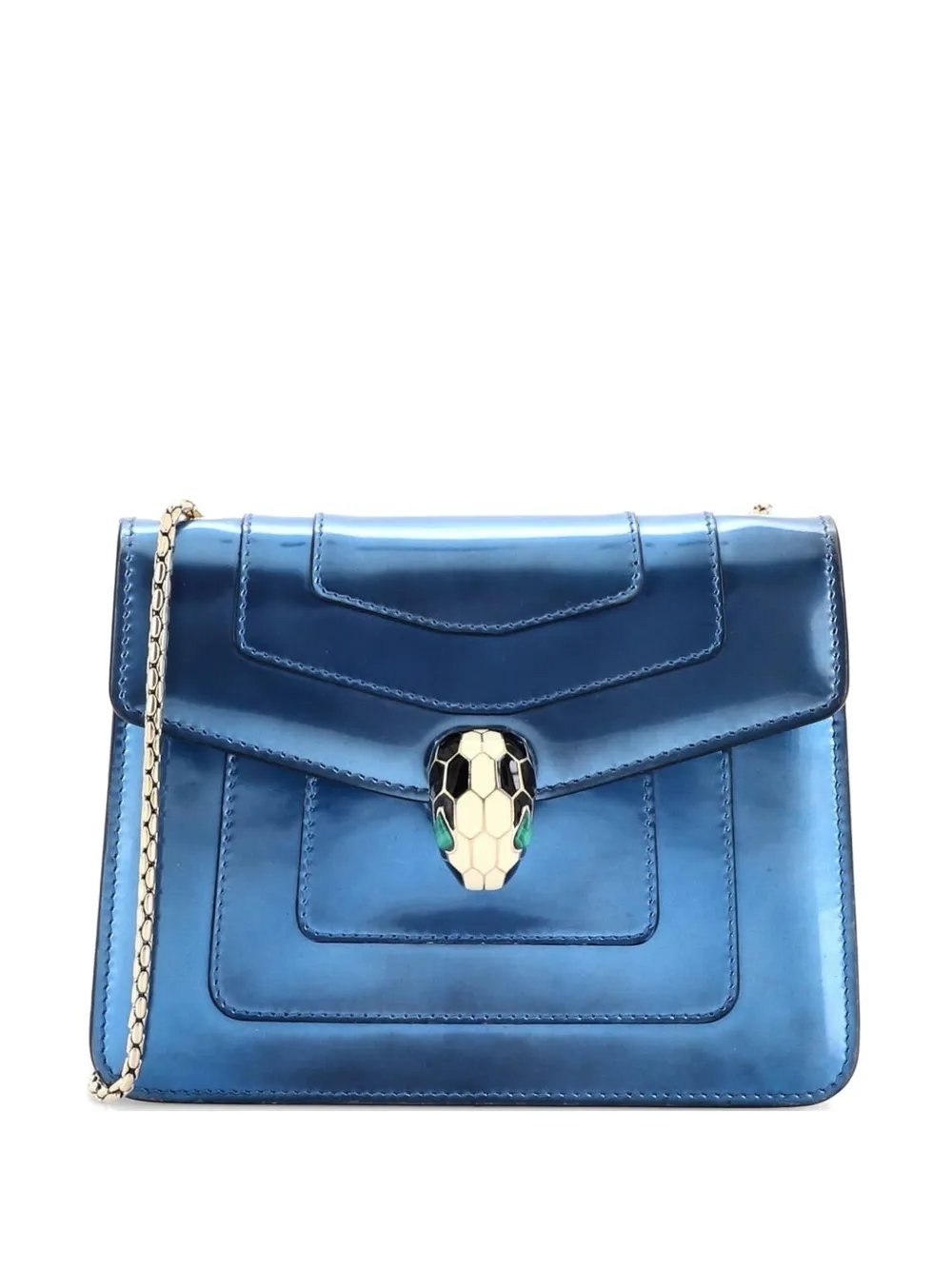 Serpenti Forever Square Metallic Leather Small shoulder bag
