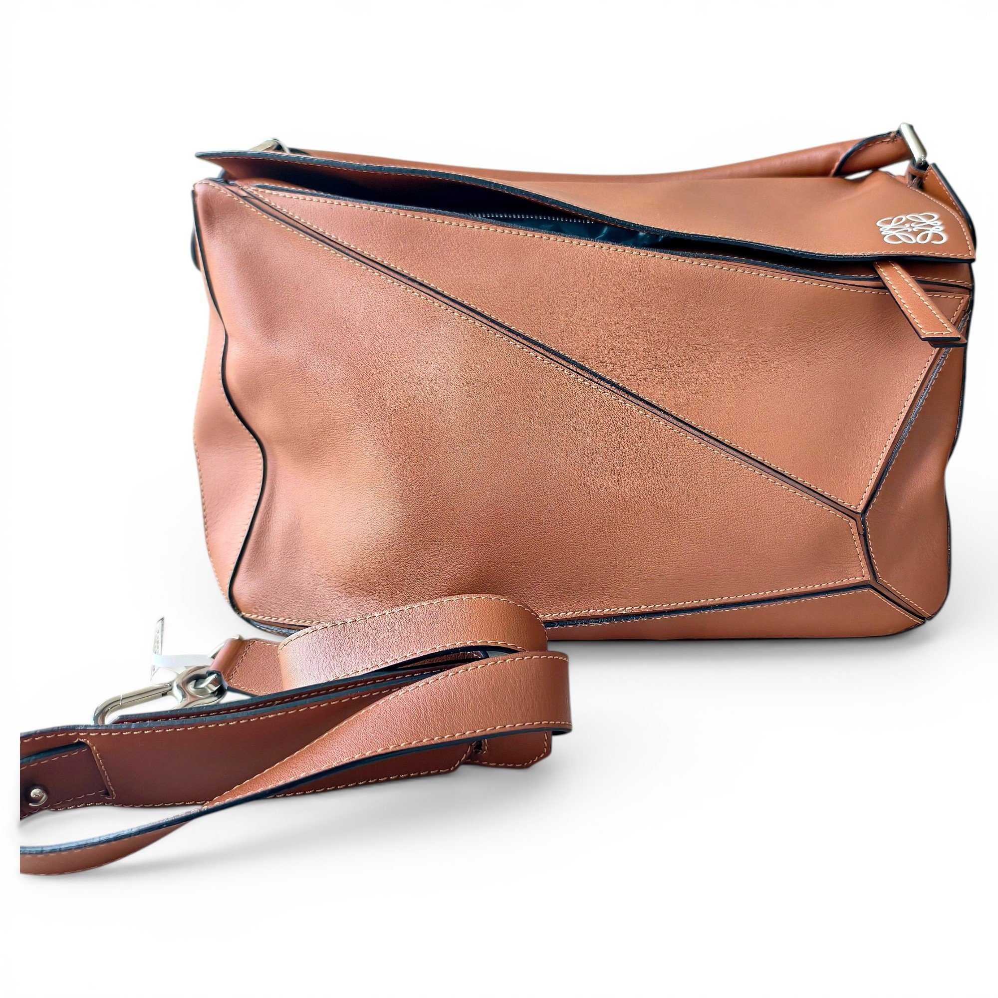 Puzzle leather handbag