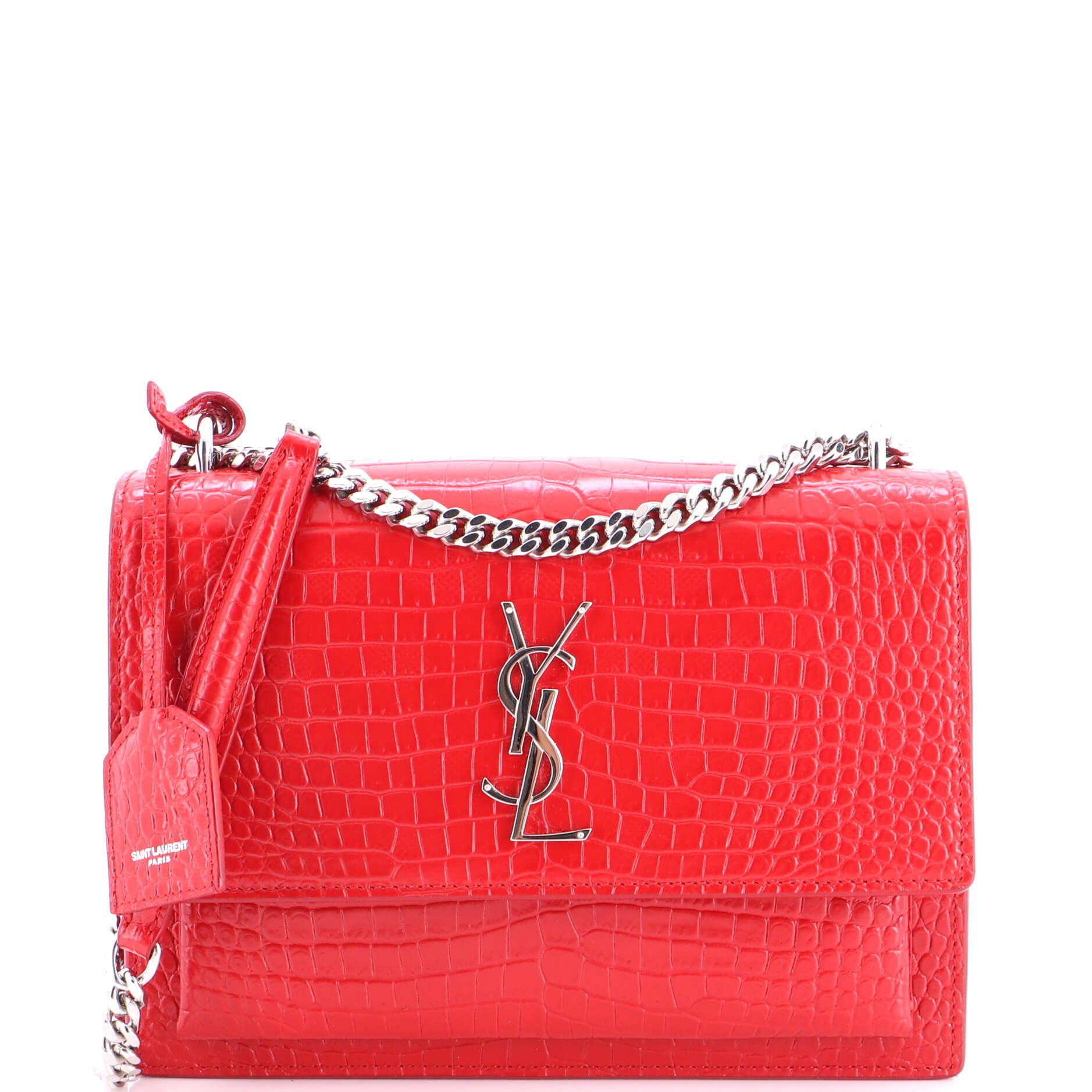 Sunset Crossbody Bag Crocodile Embossed Leather Medium