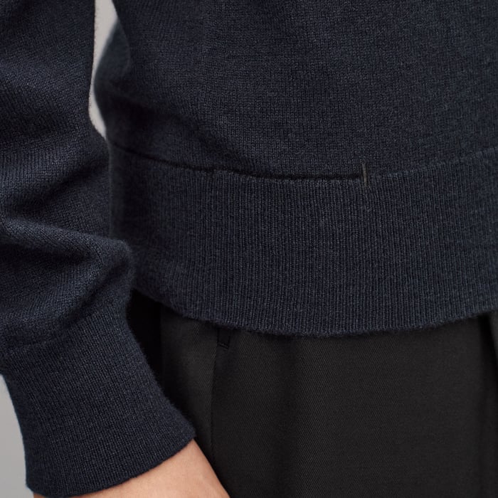 Bleu Nuit "H Bartack" Crewneck Cashmere Sweater