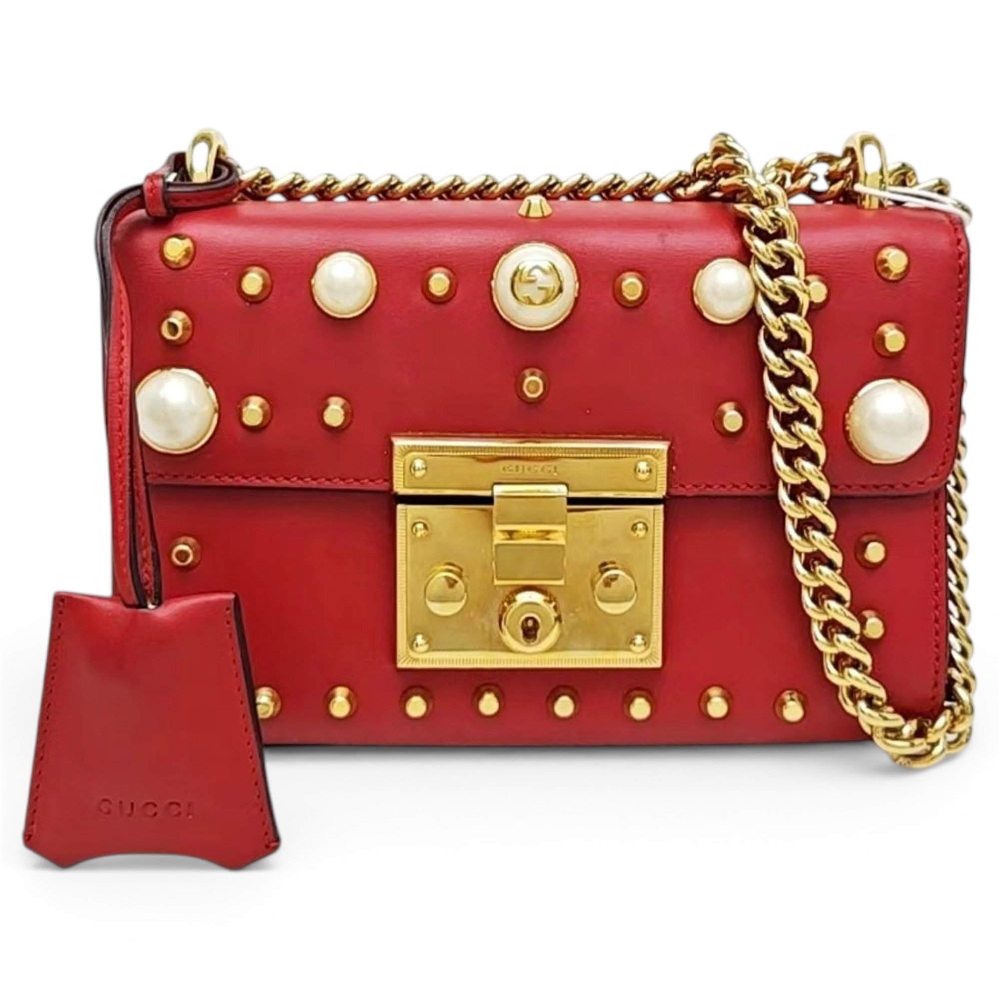 Padlock leather handbag