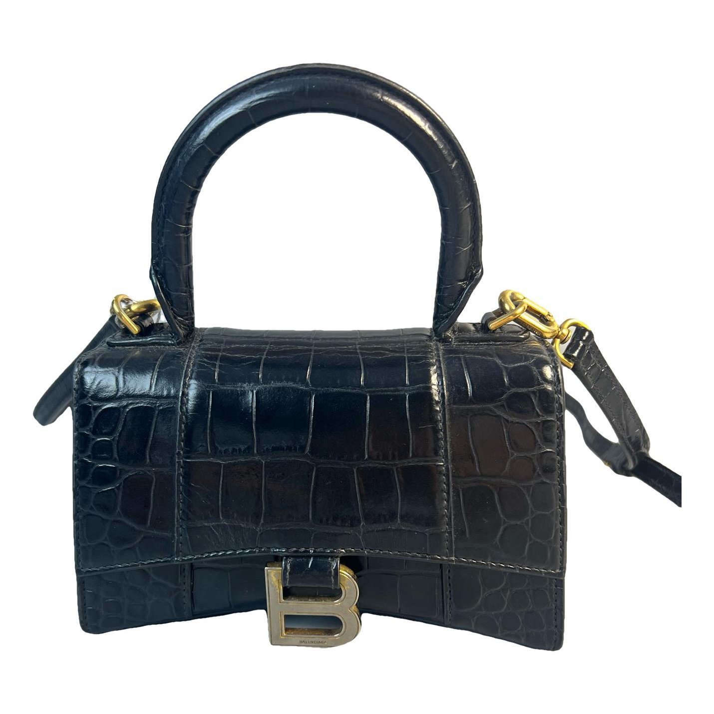 Hourglass leather handbag