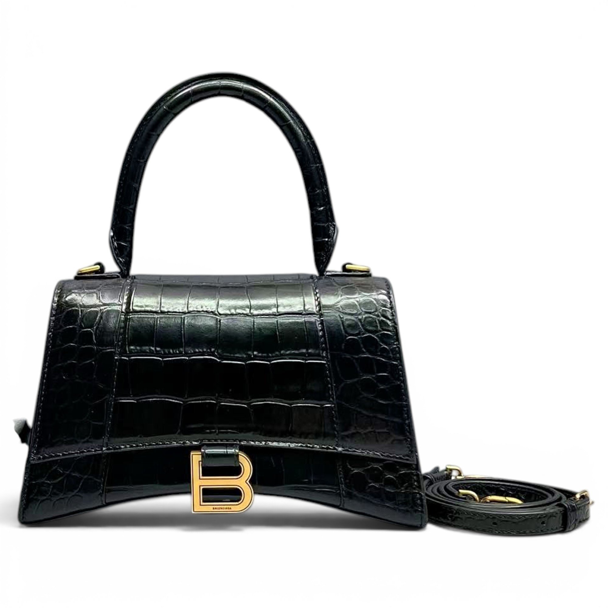 Hourglass leather handbag