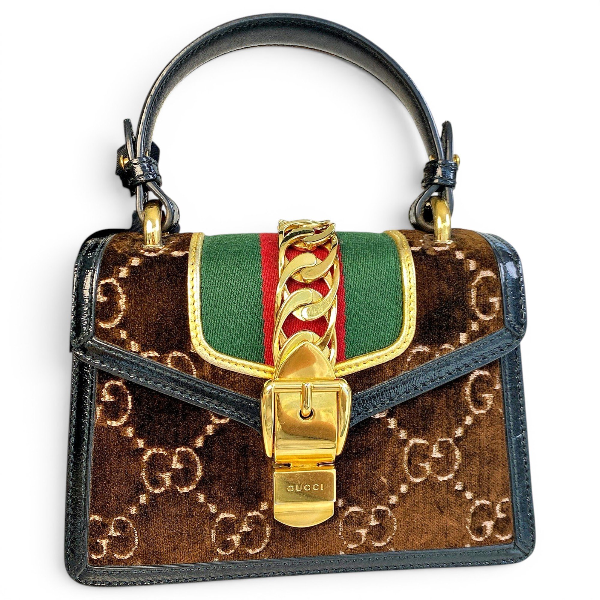 Sylvie Top Handle velvet handbag