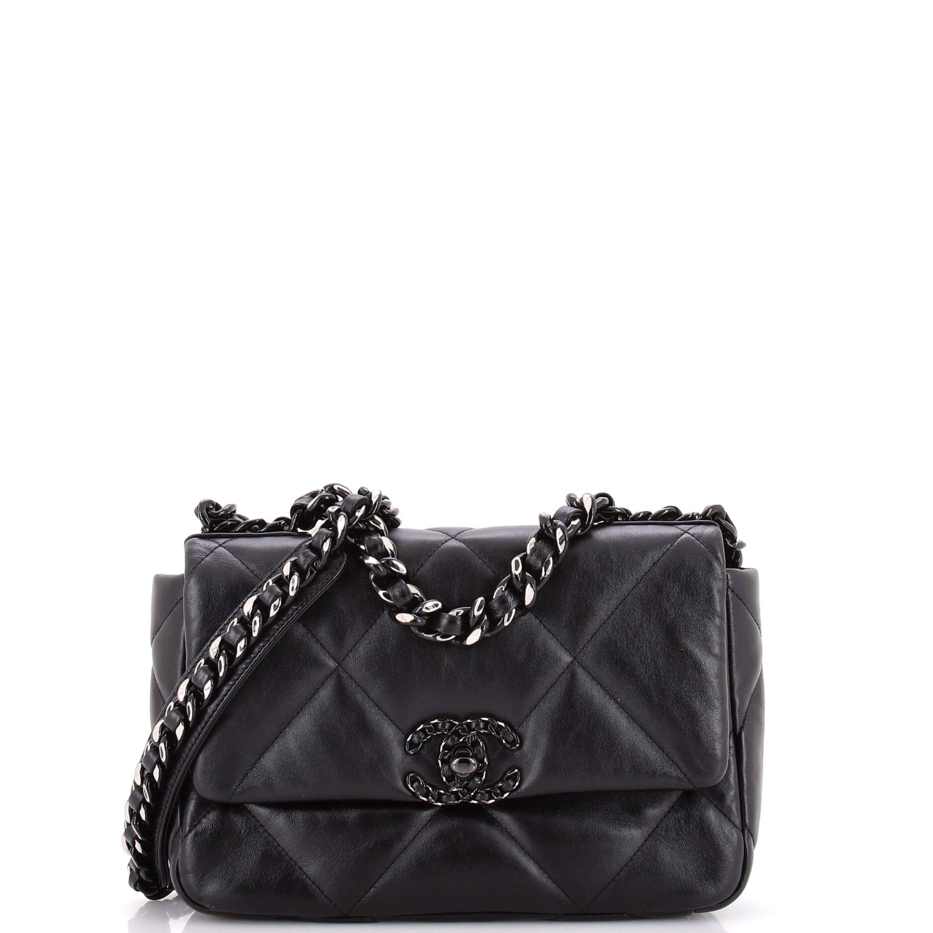 Chanel So Black 19 Flap Bag Quilted Lambskin Medium