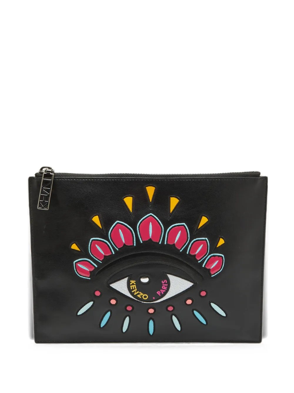 Eye zip-fastening clutch bag