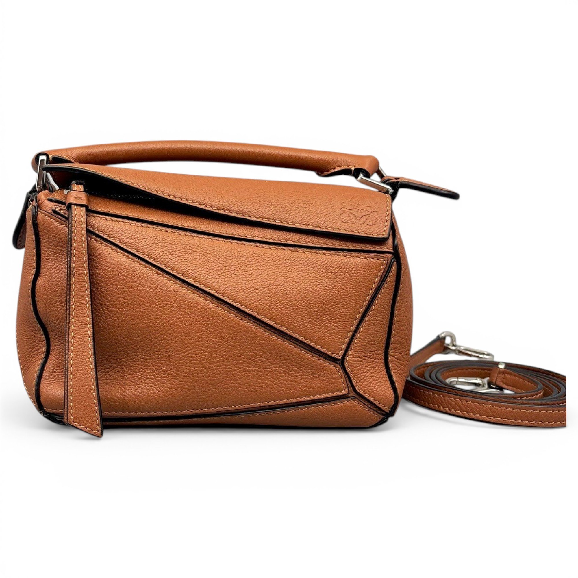 Puzzle leather handbag