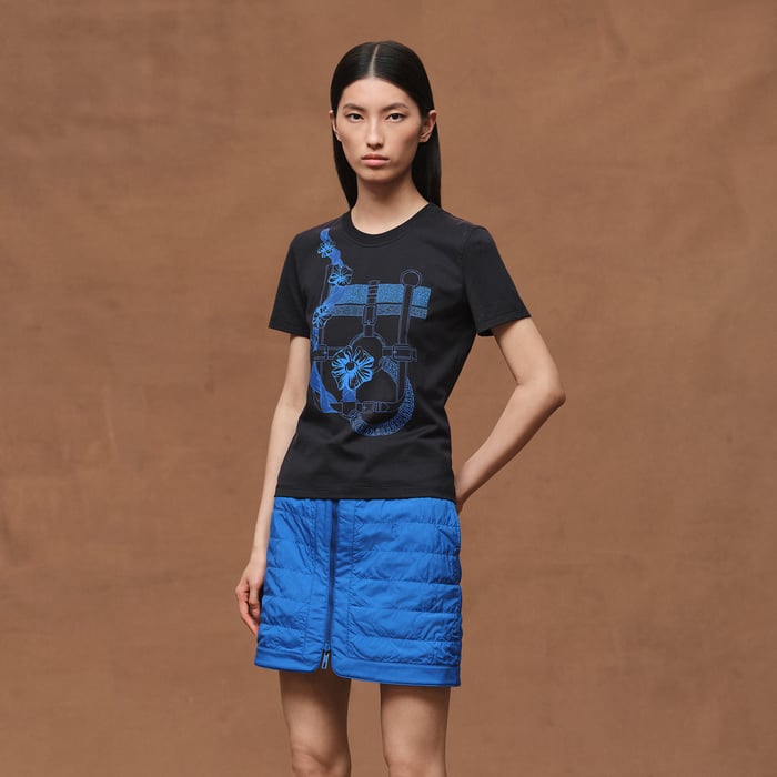 Bleu Noir Printed Micro T-shirt