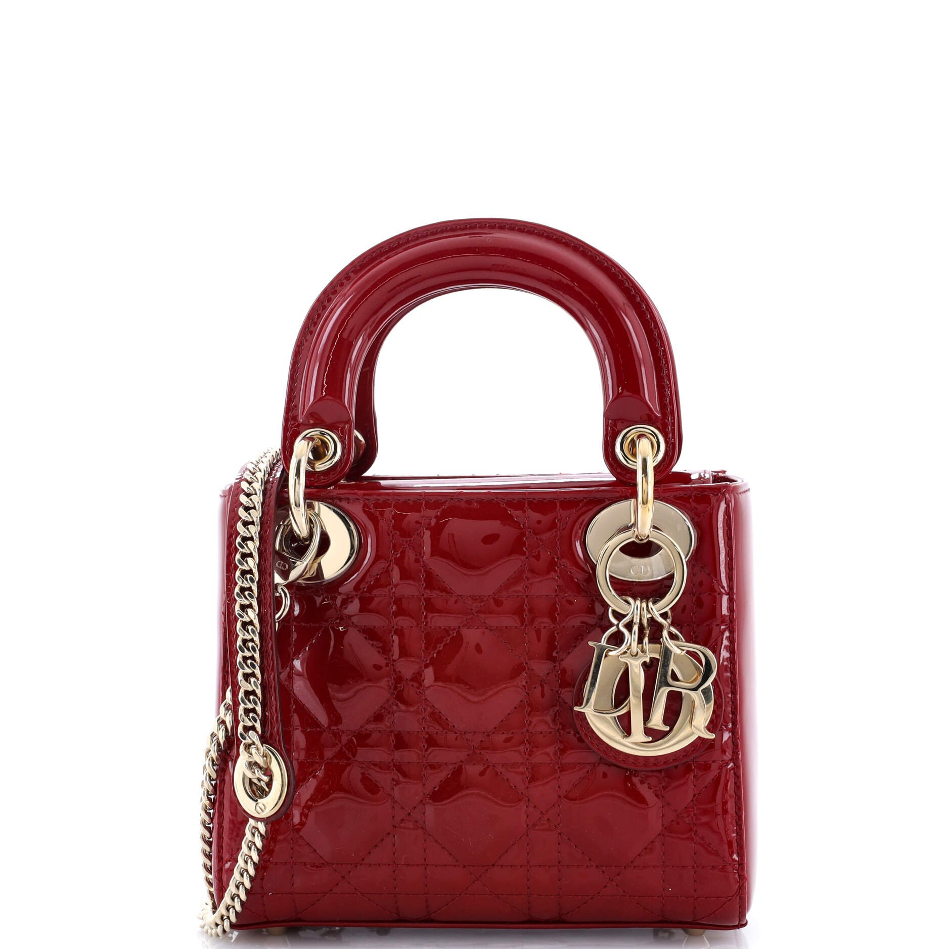 Dior Lady Dior Chain Bag Cannage Quilt Patent Mini