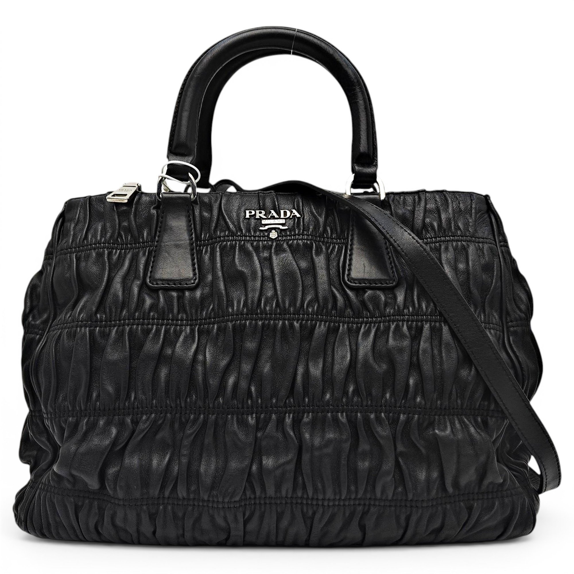 Double leather handbag