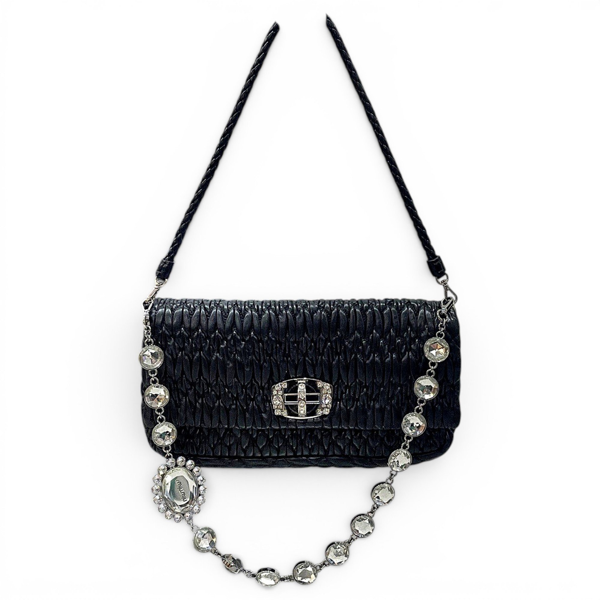 Miu Crystal leather handbag