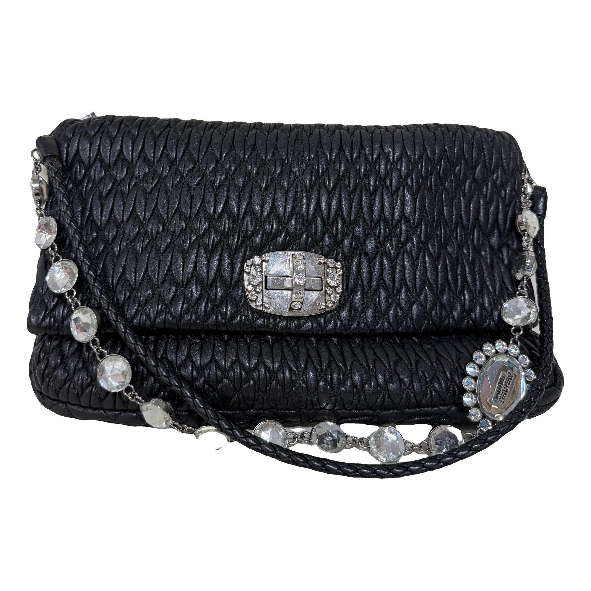 Miu Crystal leather handbag
