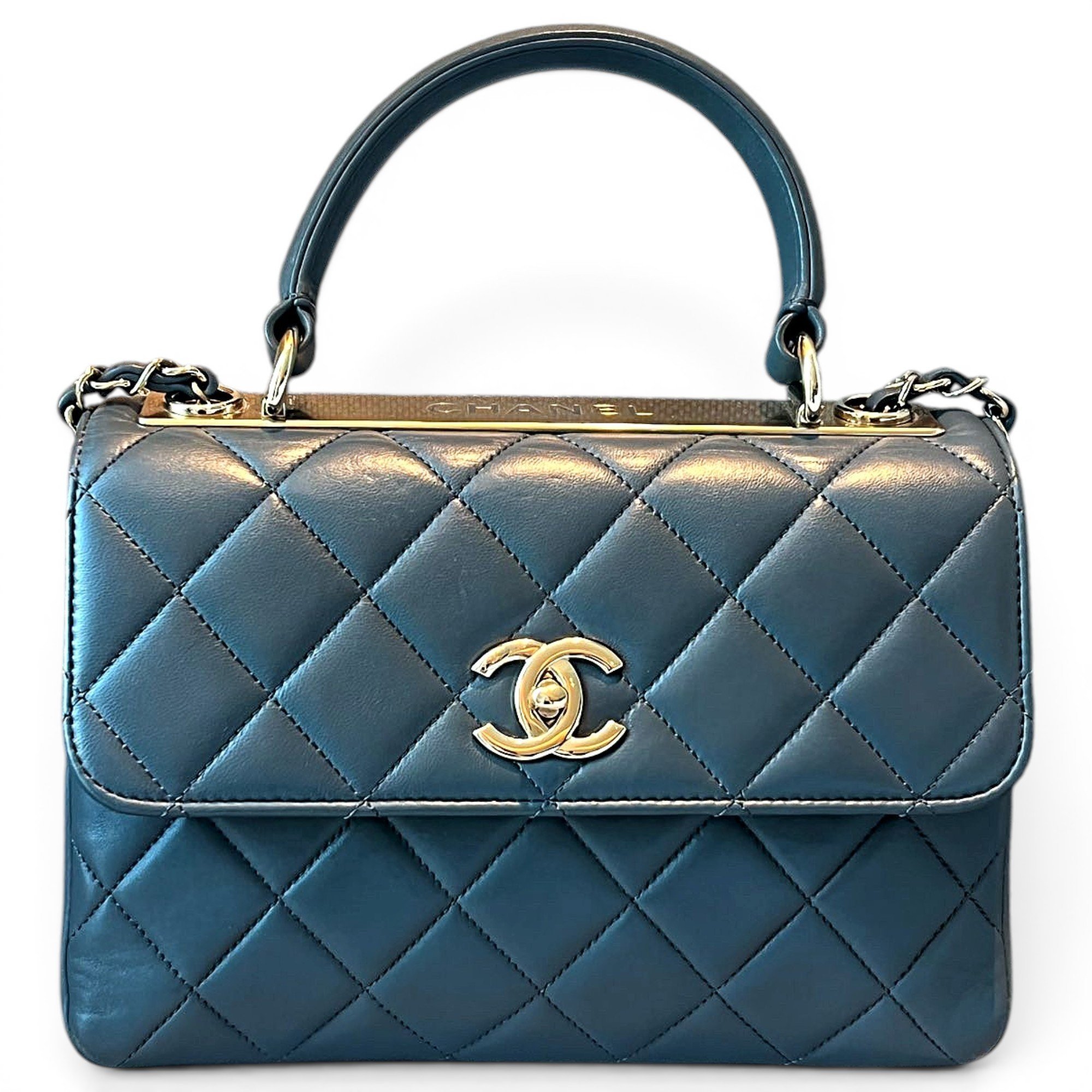 Trendy CC Top Handle leather handbag