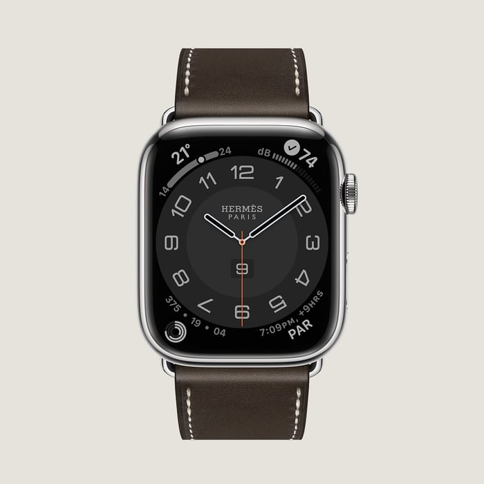 Ébène Band Apple Watch Hermès Single Tour 45 MM Deployment Buckle